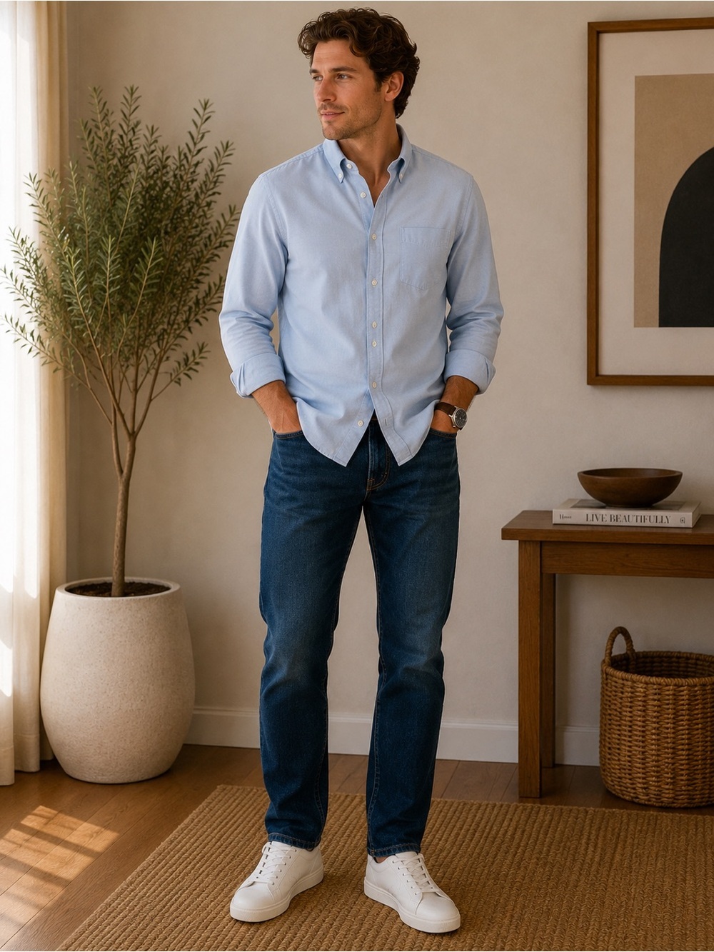 Stafford Light Blue Button-Down Dress Shirt